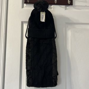 Women Warm Infinity Scarf Knitted Beanie Hat 2Pcs!